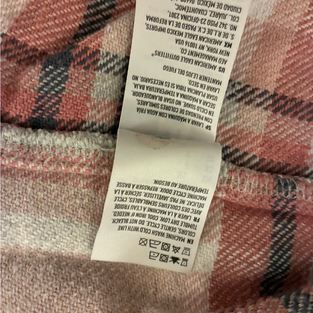 American Eagle Outfitters Pink, Black and Cream Plaid Shirt - Picture 5 of 8